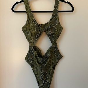 Snake print one piece bathing suit